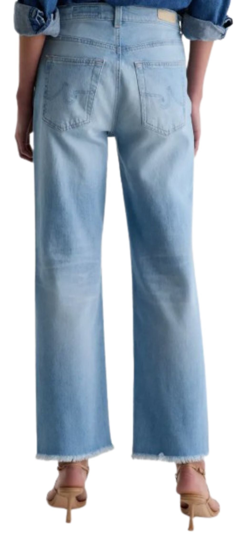 AG Brinley Crop Straight Jeans, back view showing pocket and yoke design