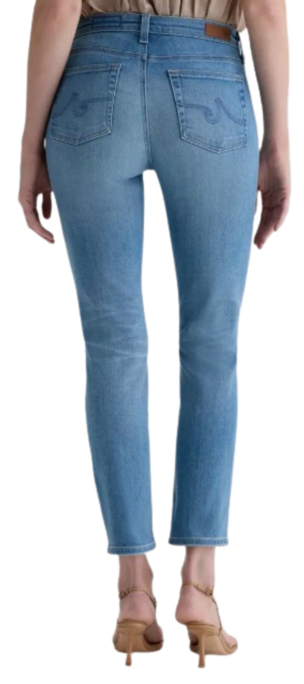 AG Mari Crop Straight Jeans, back view with pocket and yoke detail
