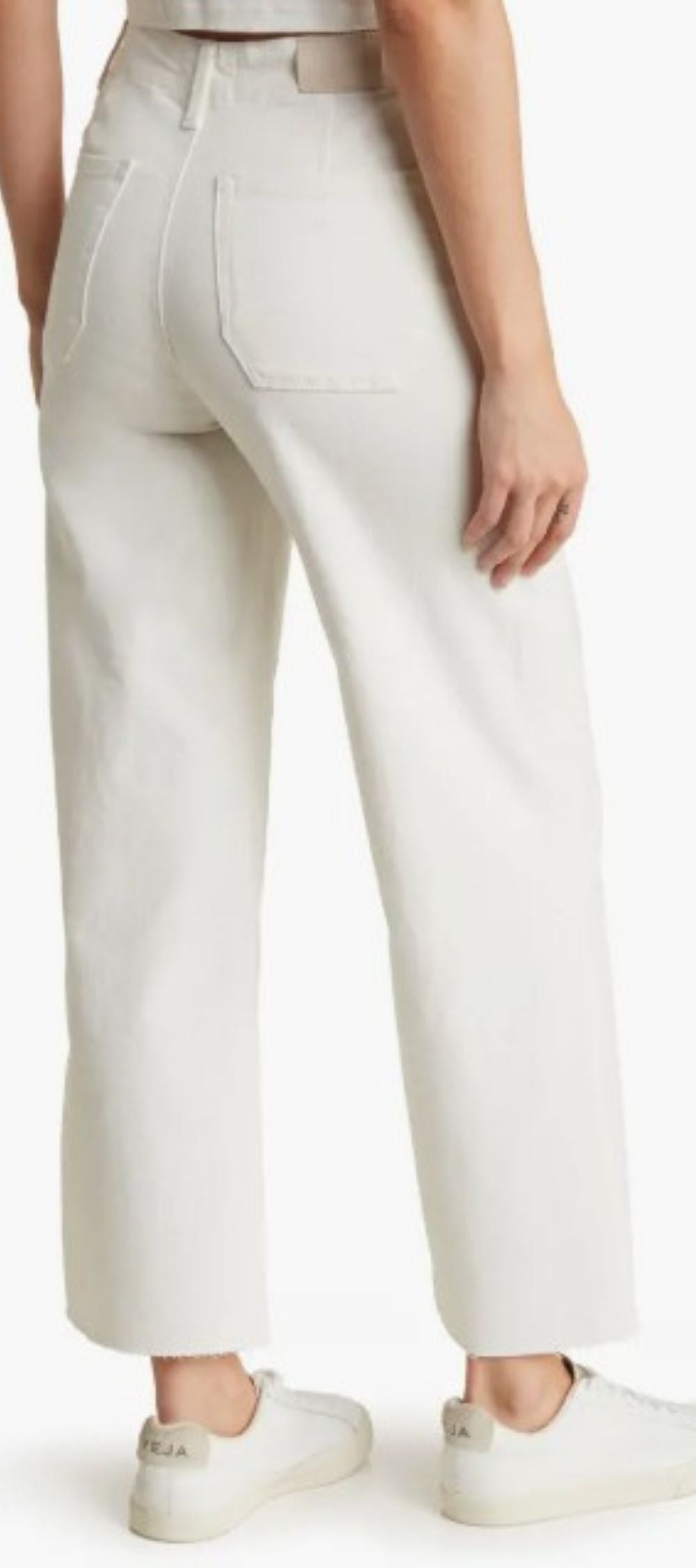 PAIGE Anessa Utility Jeans, back view with tonal ecru finish