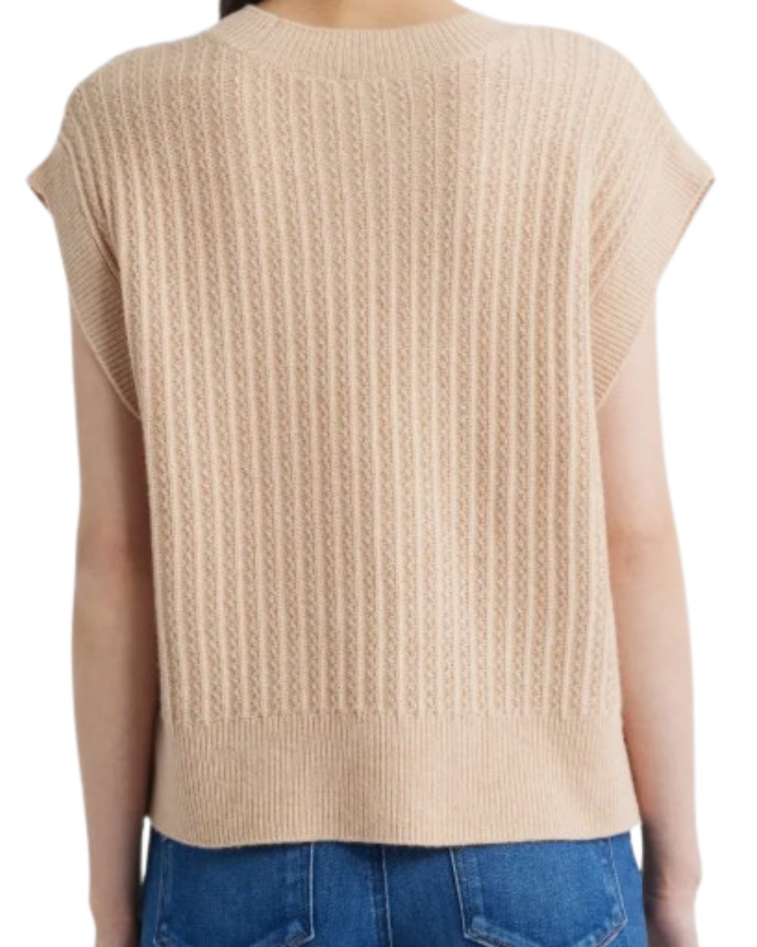 PAIGE Nepheli Sweater Vest in Soft Camel, back view