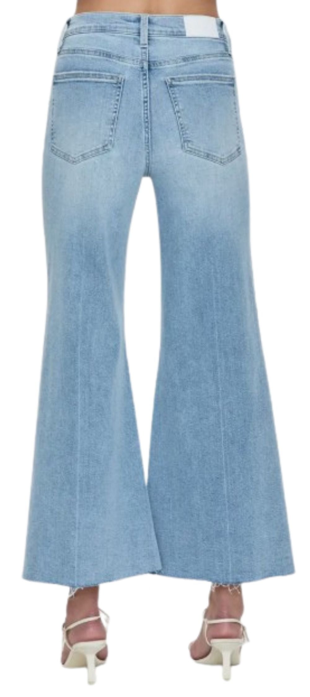 Pistola Izzy Flare Jeans, back view with pocket design