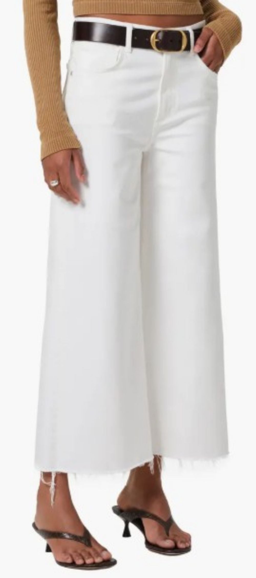 Citizens of Humanity Lyra Raw Hem High Waist Crop Wide Leg Jeans in Soft White, front view