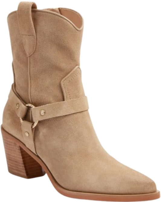 Dolce Vita Kenzen Western Boot, side view showing harness strap and pointed toe