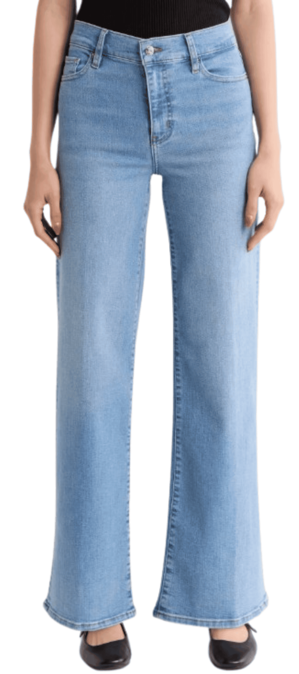 FRAME Le Slim Palazzo High Waist Wide Leg Jeans in Honeymoon wash, front view