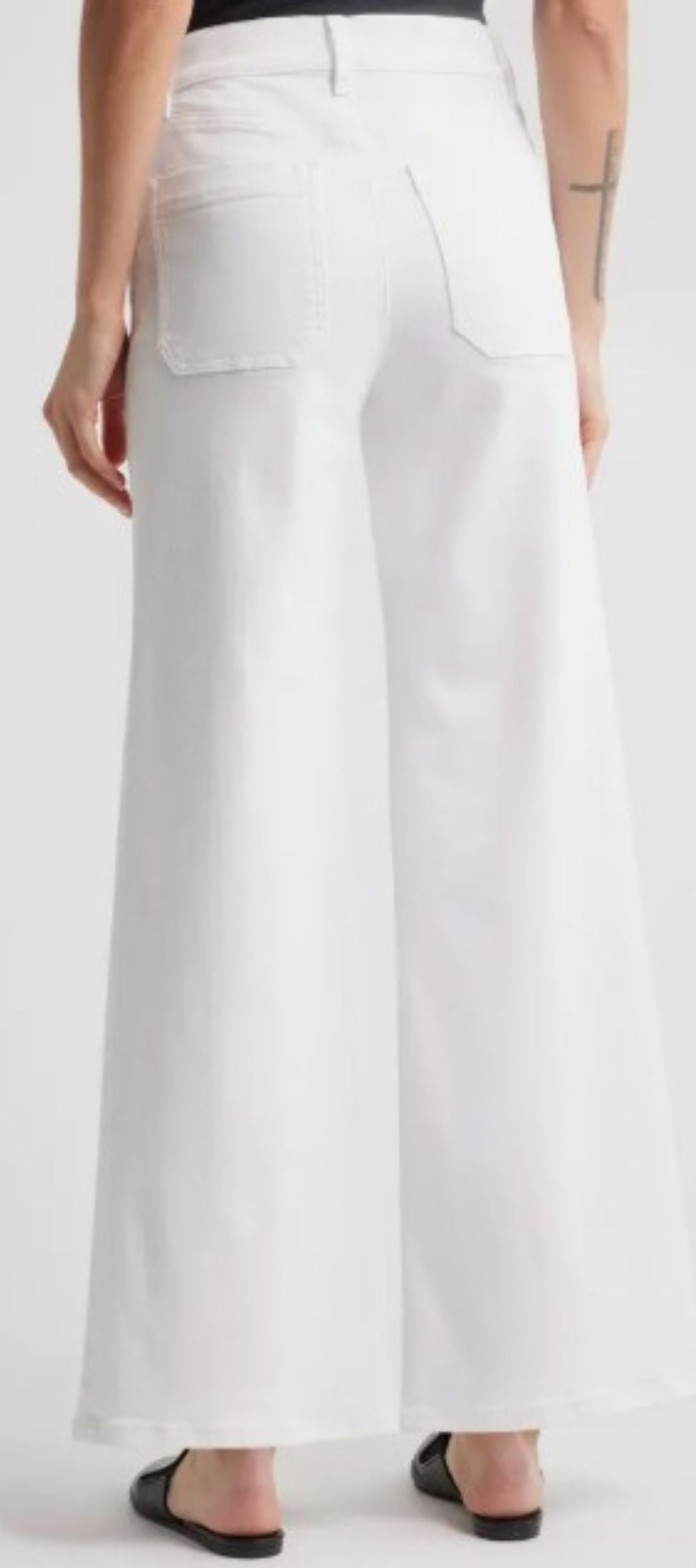 FRAME Le Slim Palazzo Patch Pocket Jeans, back view with clean white finish