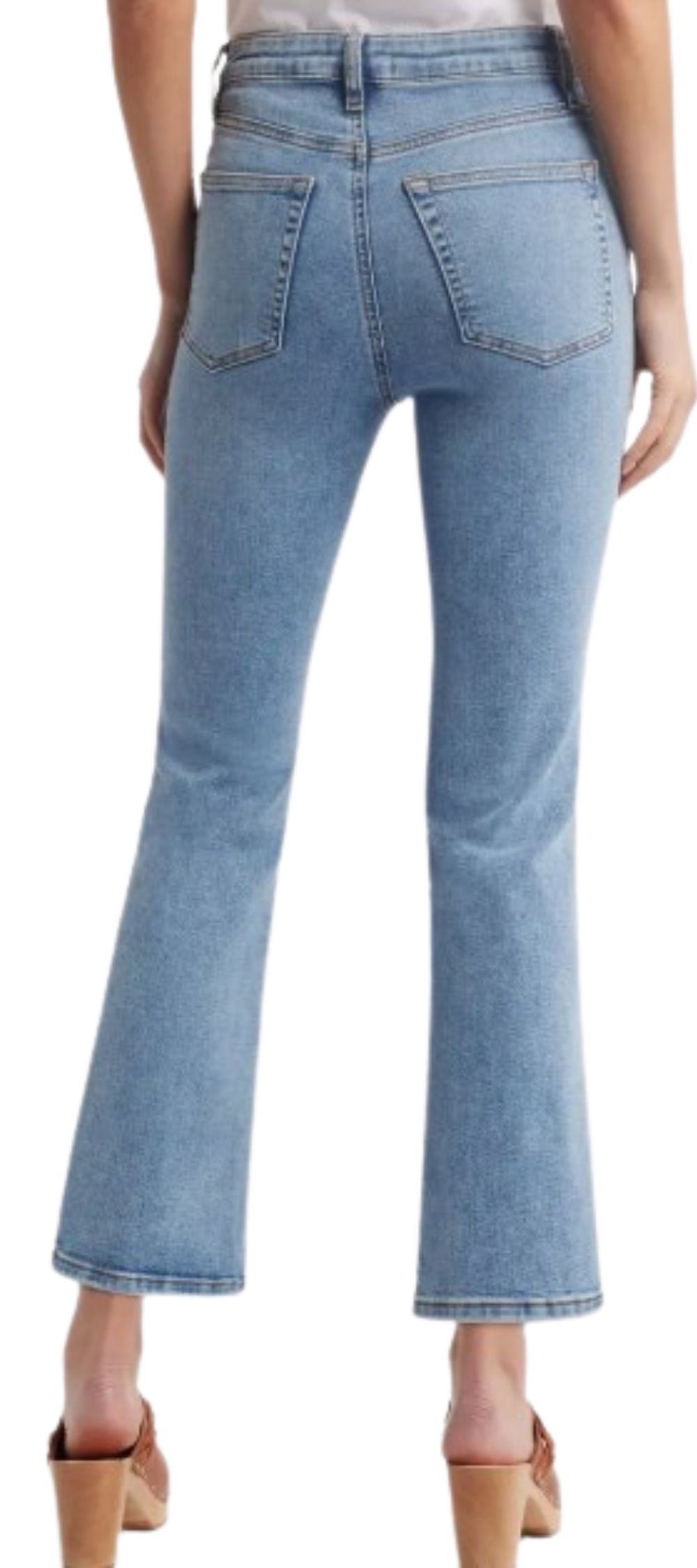 FRAME The Reboot Crop Flare Jeans, back view with classic pocket design