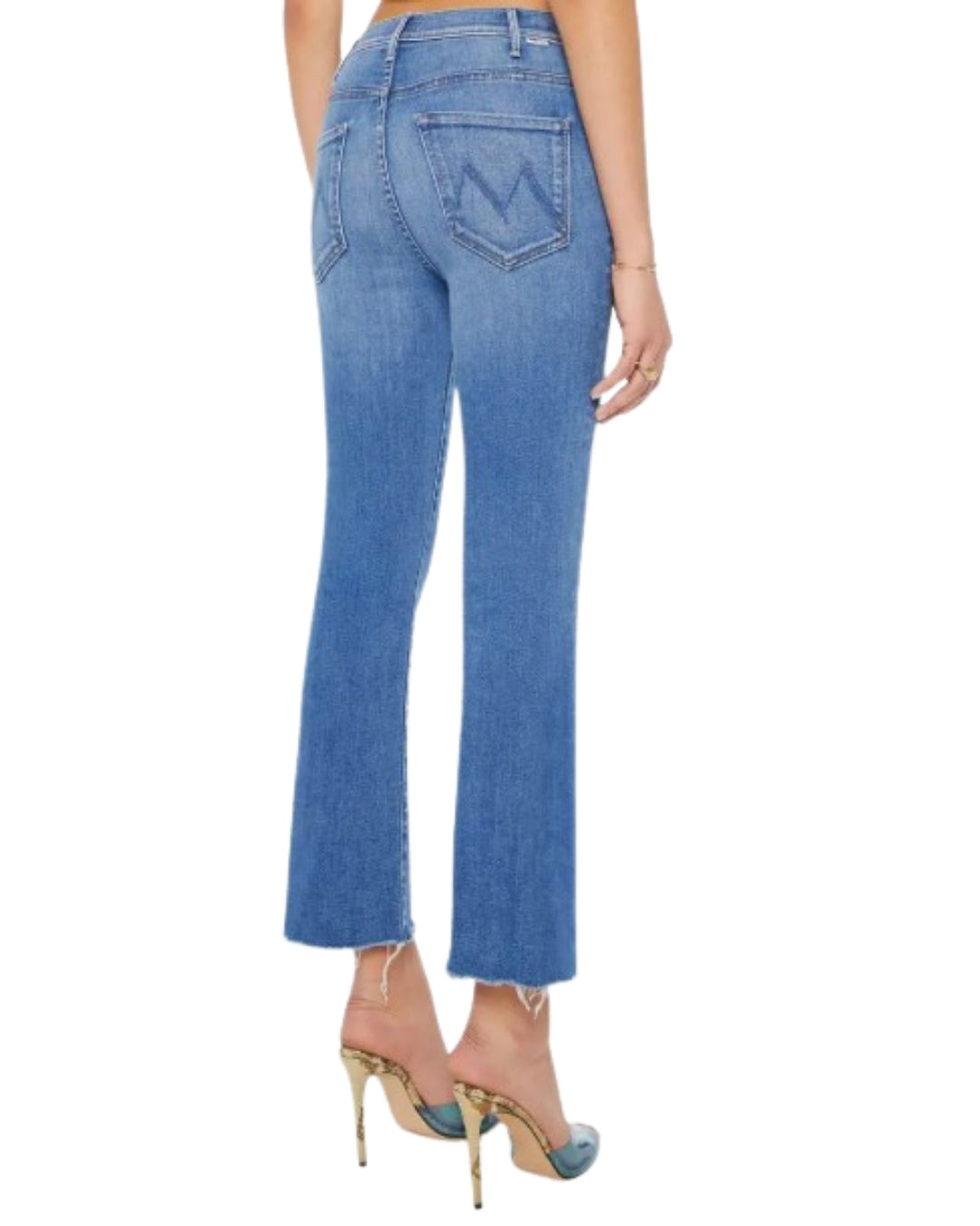 MOTHER Hustler Jeans, back view with signature stitching and vintage wash