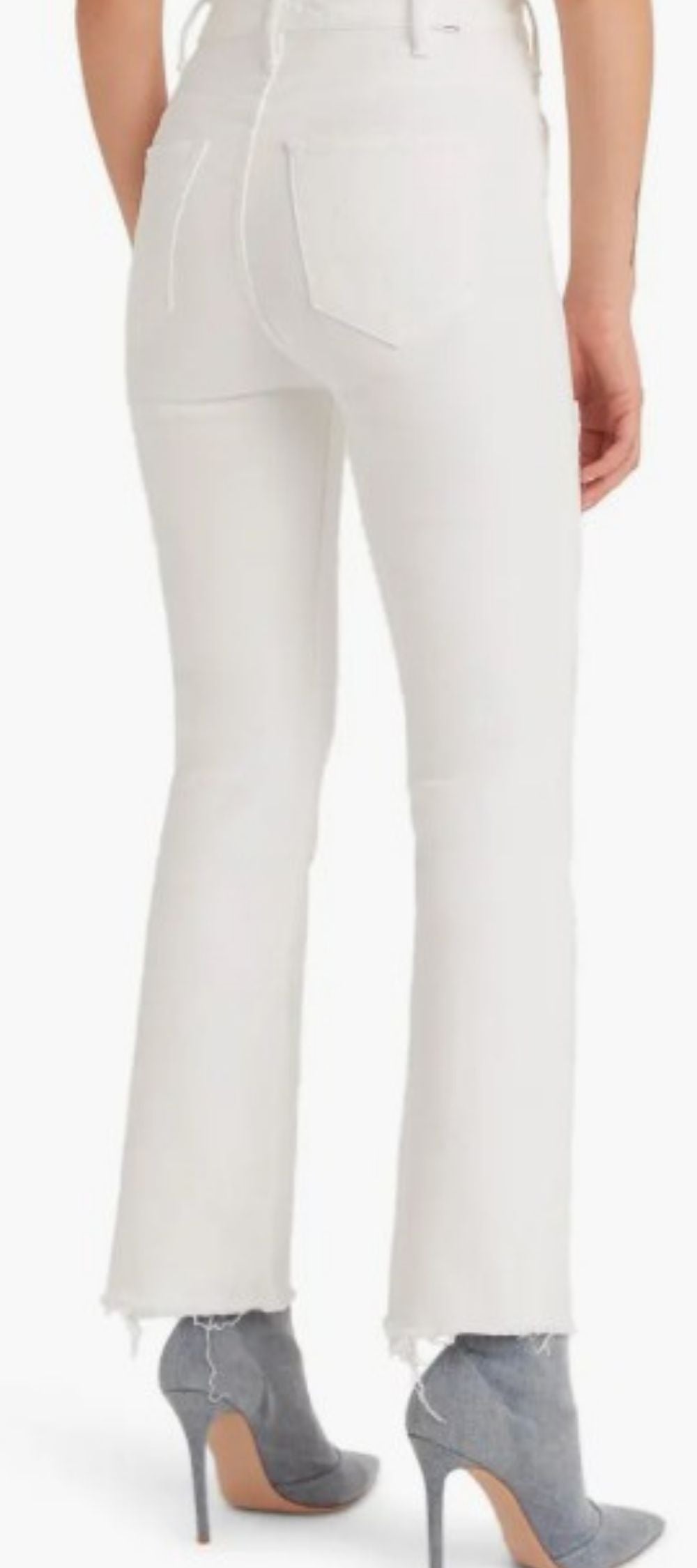 MOTHER The Hustler Bootcut Jeans, back view with clean white finish