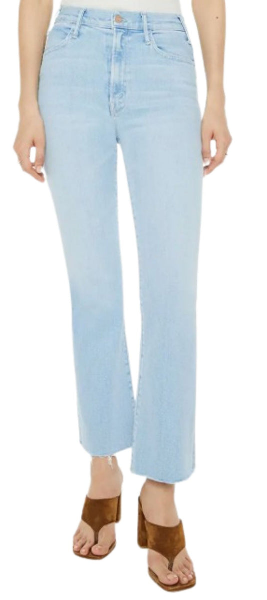 MOTHER The Hustler Frayed Ankle Jeans in Balls In Your Court wash, front view