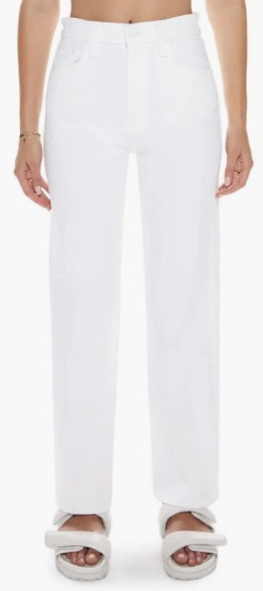 MOTHER The Rambler Ankle Straight Leg Jeans in Fairest of Them All white wash, front view