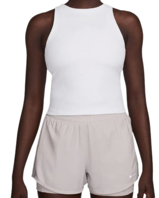 Nike Zenvy Dri-FIT Rib Tank in White, front view