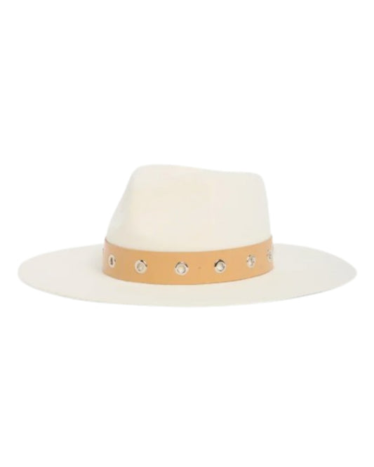 Nordstrom Wide Brim Wool Felt Adjustable Panama Hat in Ivory, front view