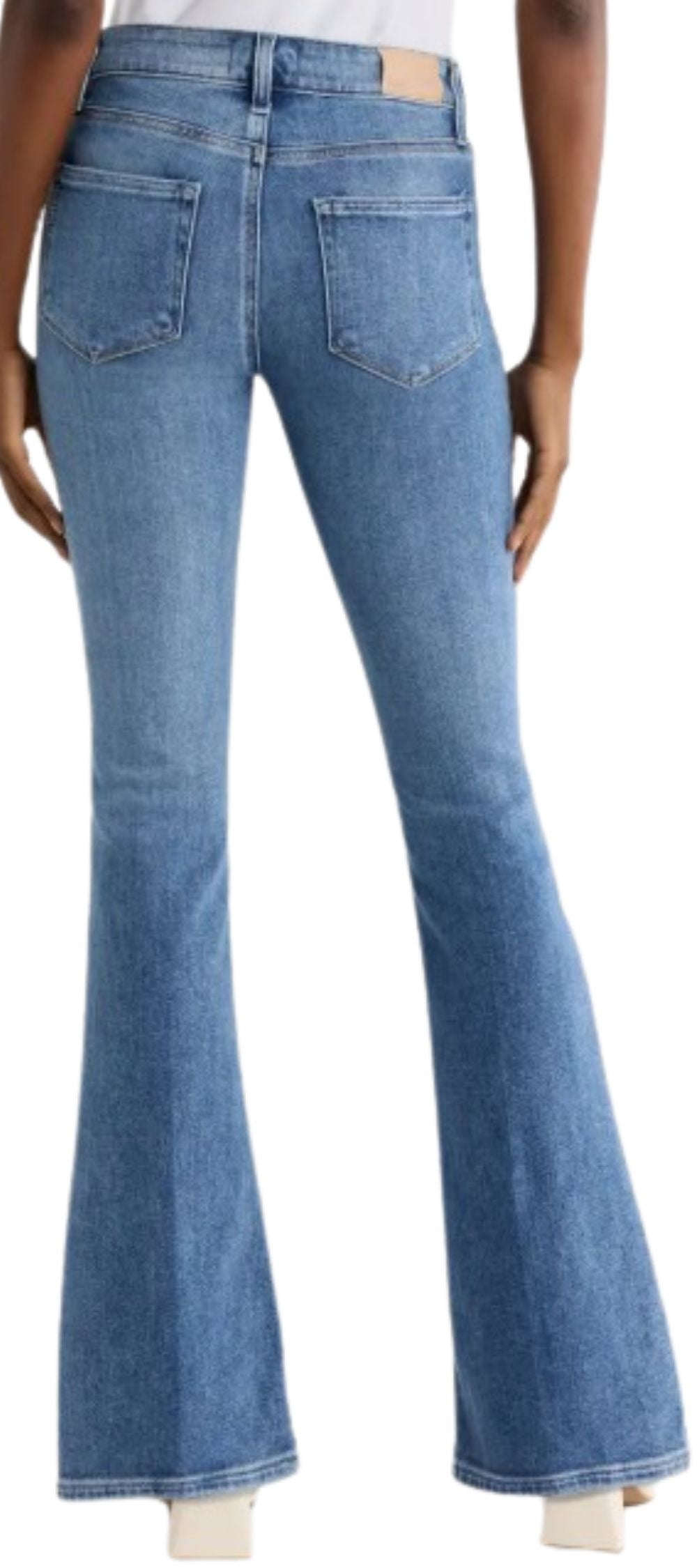 PAIGE Manhattan Bootcut Jeans, 32-inch inseam back view with pocket detail