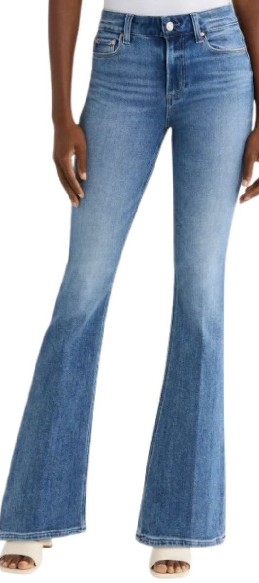PAIGE Manhattan High Waist Bootcut Jeans in Showtime wash, 32-inch inseam front view