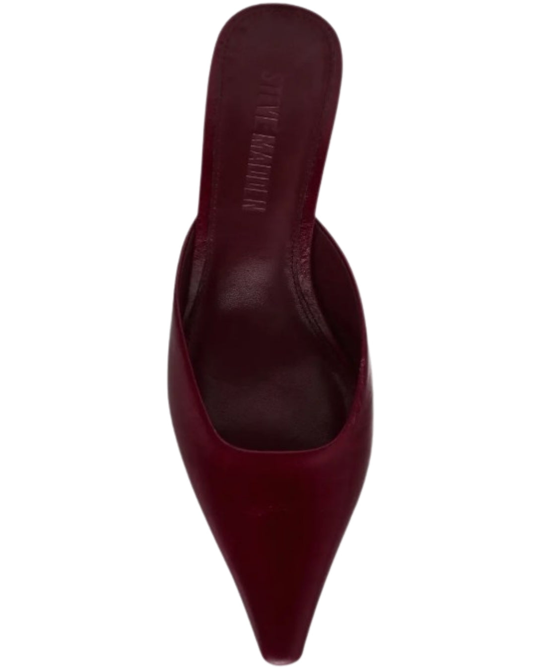 Steve Madden Lisbeth Pointed Toe Mule in Burgundy Leather, top view