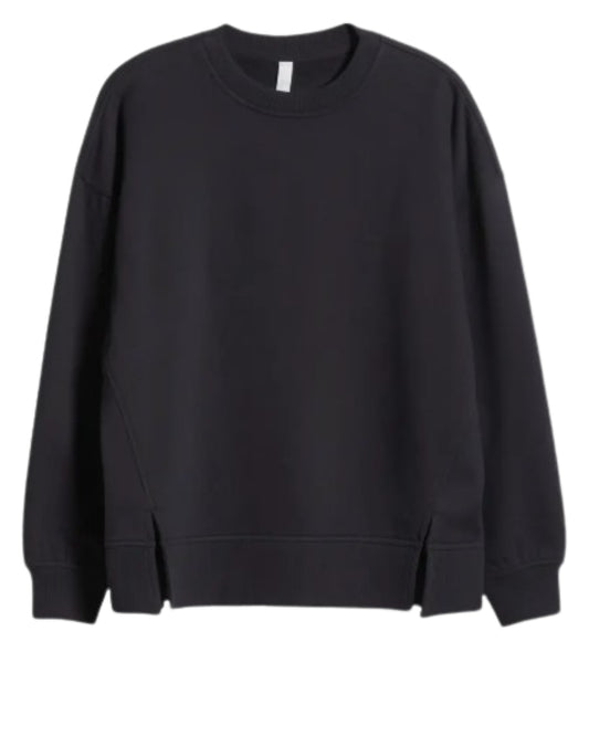 Zella Ultracozy Fleece Relaxed Sweatshirt in Black, front view
